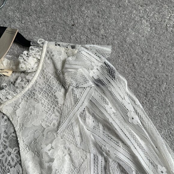 NWT For Love & Lemons Lace Long Sleeve Blouse with Garter Belt Suspenders - Picture 7 of 8
